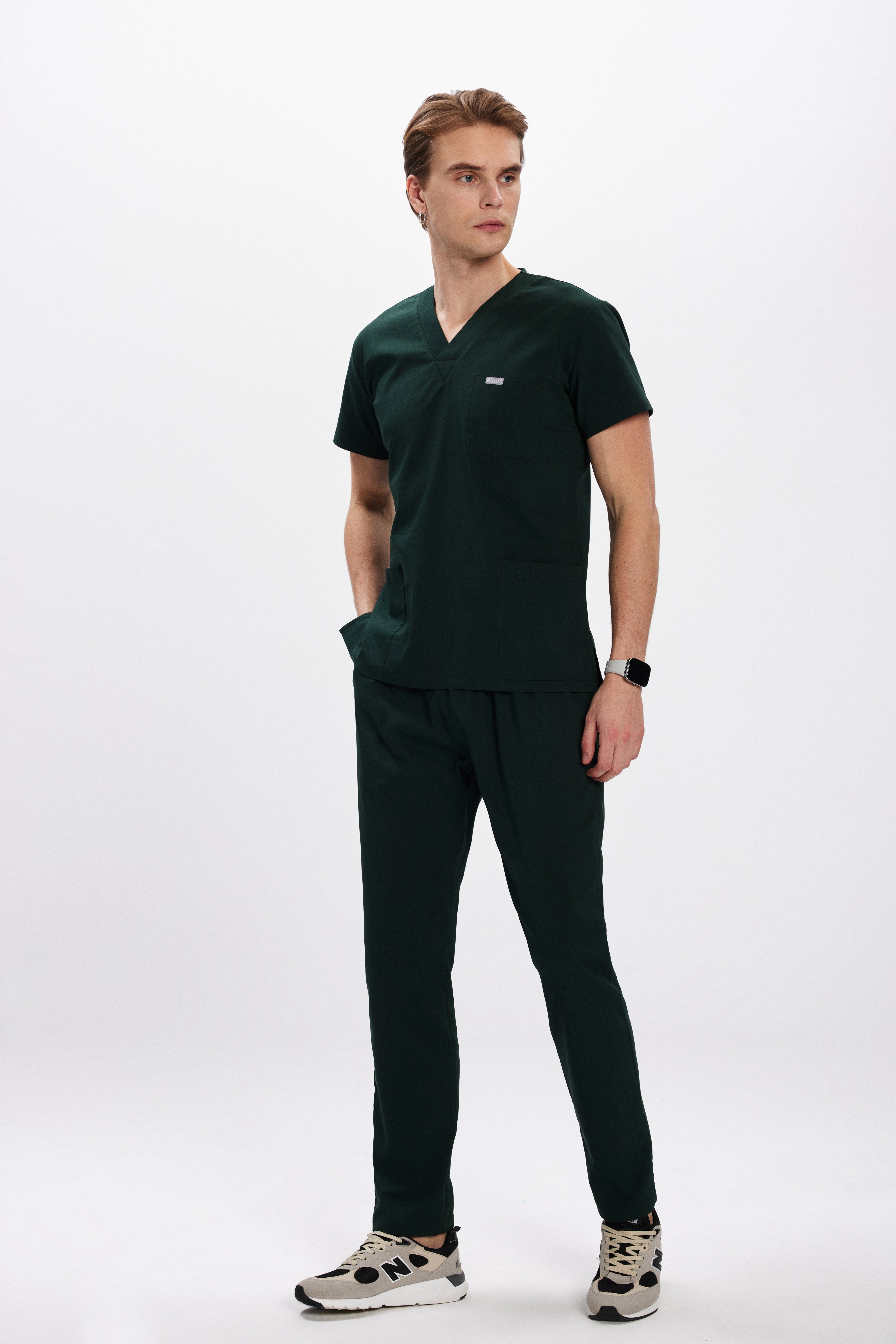 Çam Yeşili Likralı Klasik Erkek Üniforma Takım