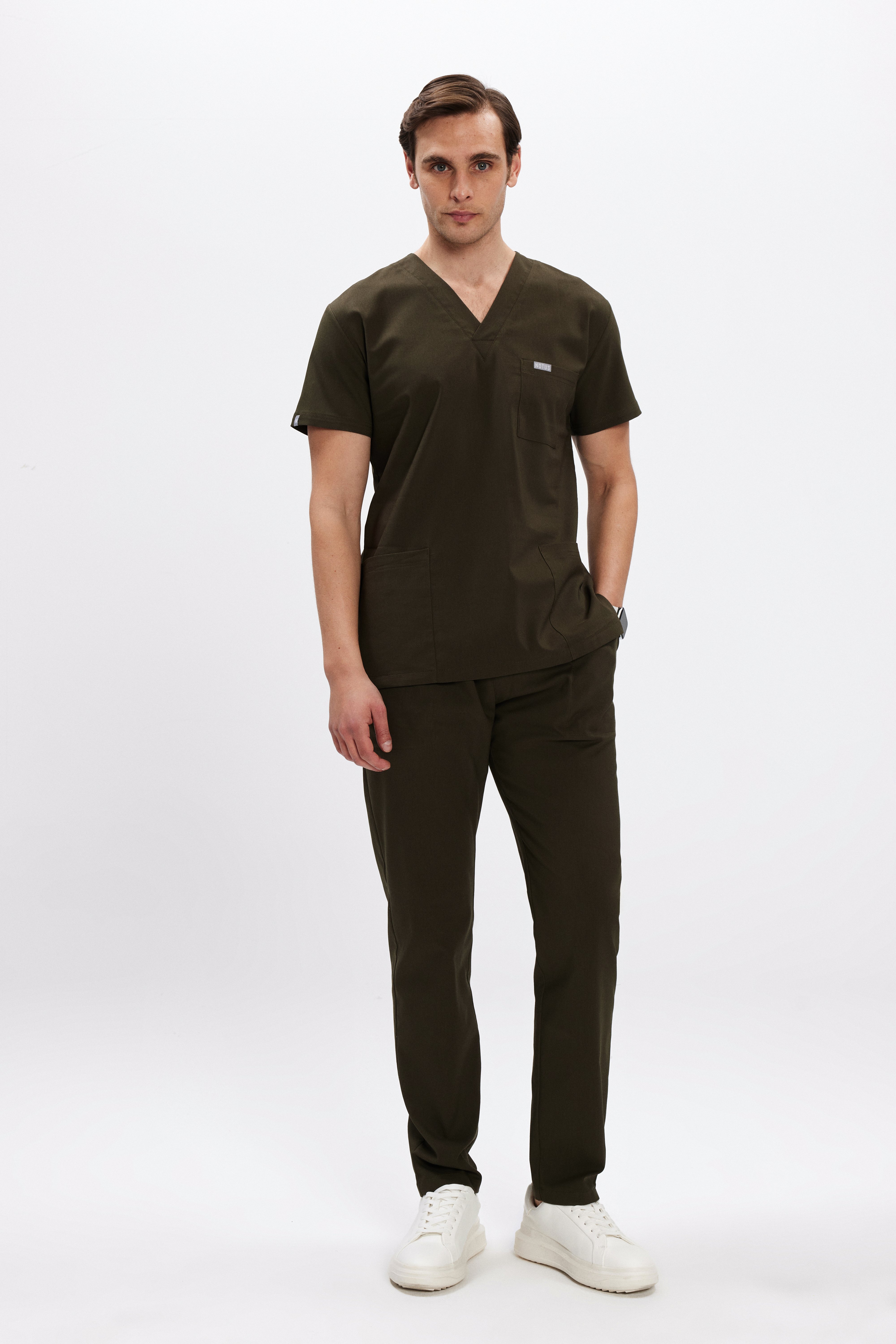 Haki Likralı Klasik Erkek Üniforma Takım