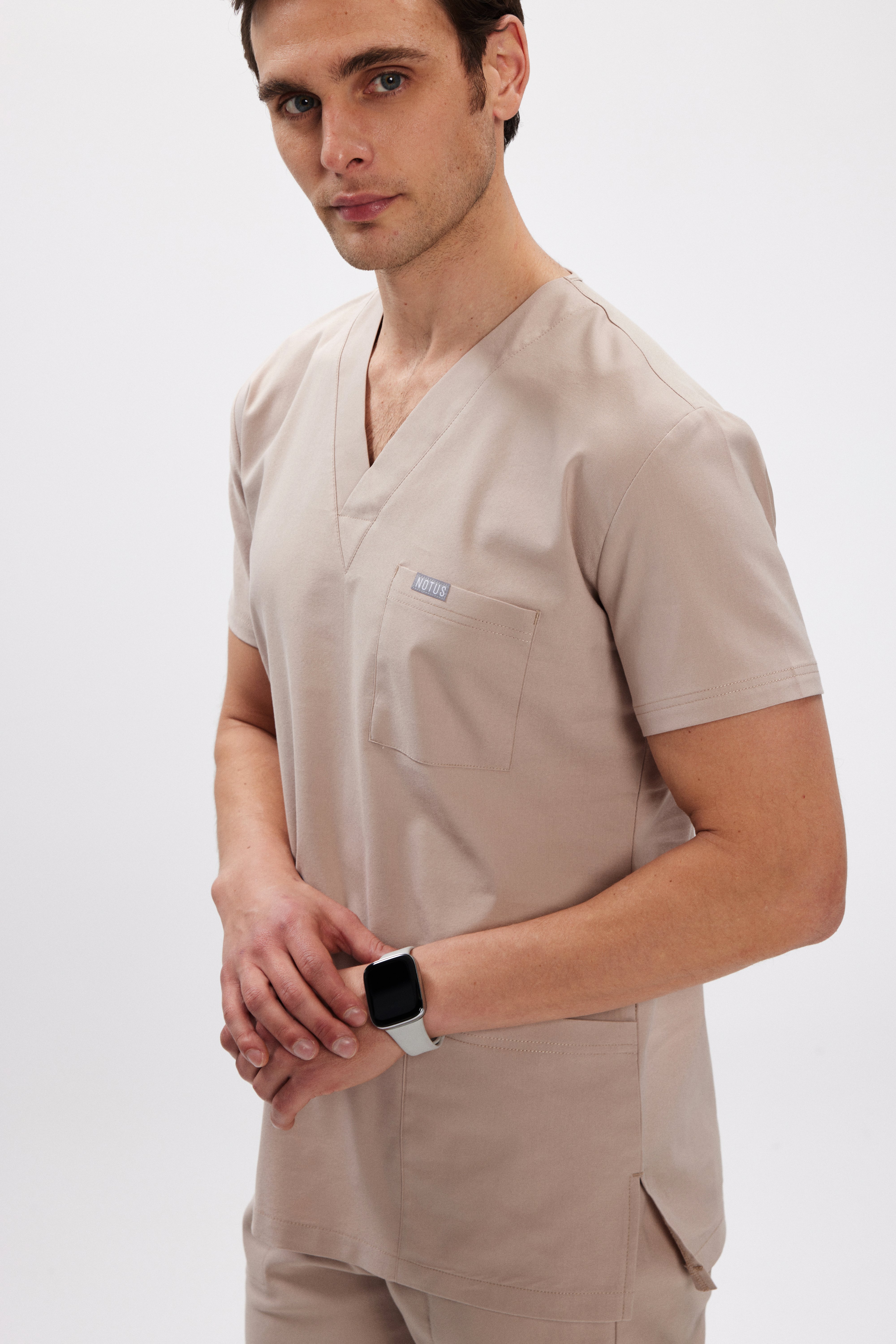 Bej Likralı Klasik Erkek Üniforma Takım