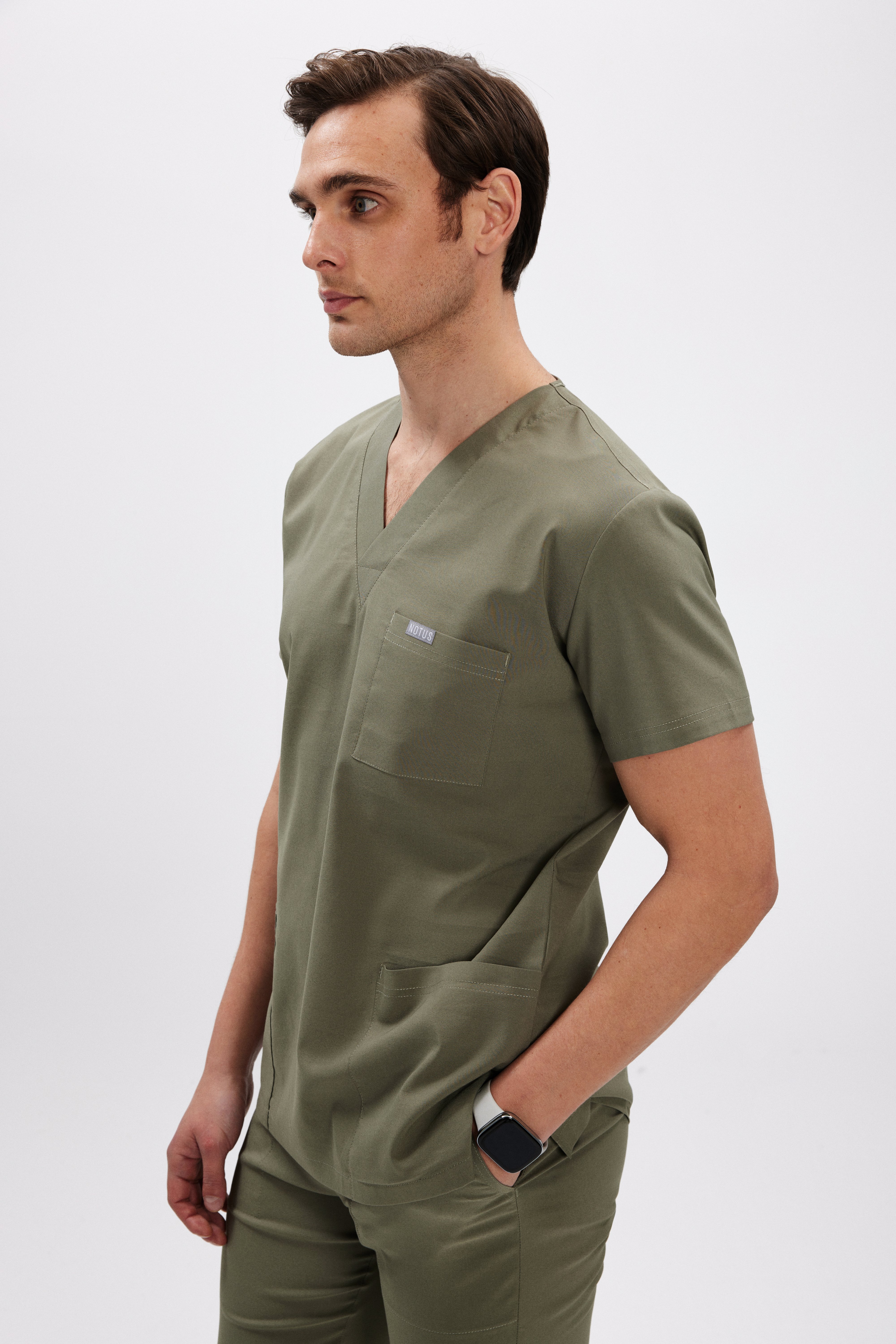 Zeytin Yeşili Likralı Klasik Erkek Üniforma Takım