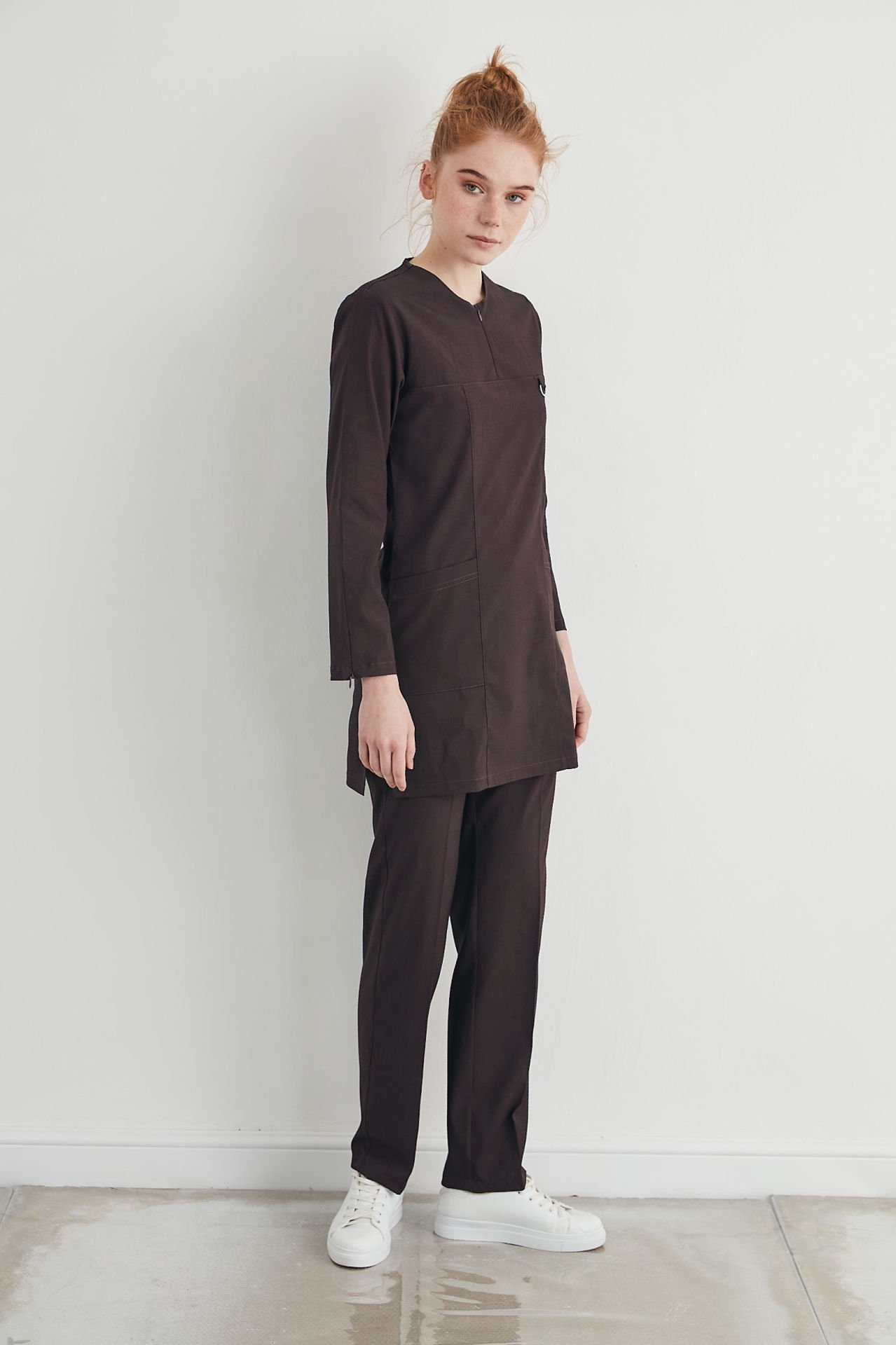 M A R R A K E S H- Koyu Kahve Kadın Tesettür Üniforma Takım