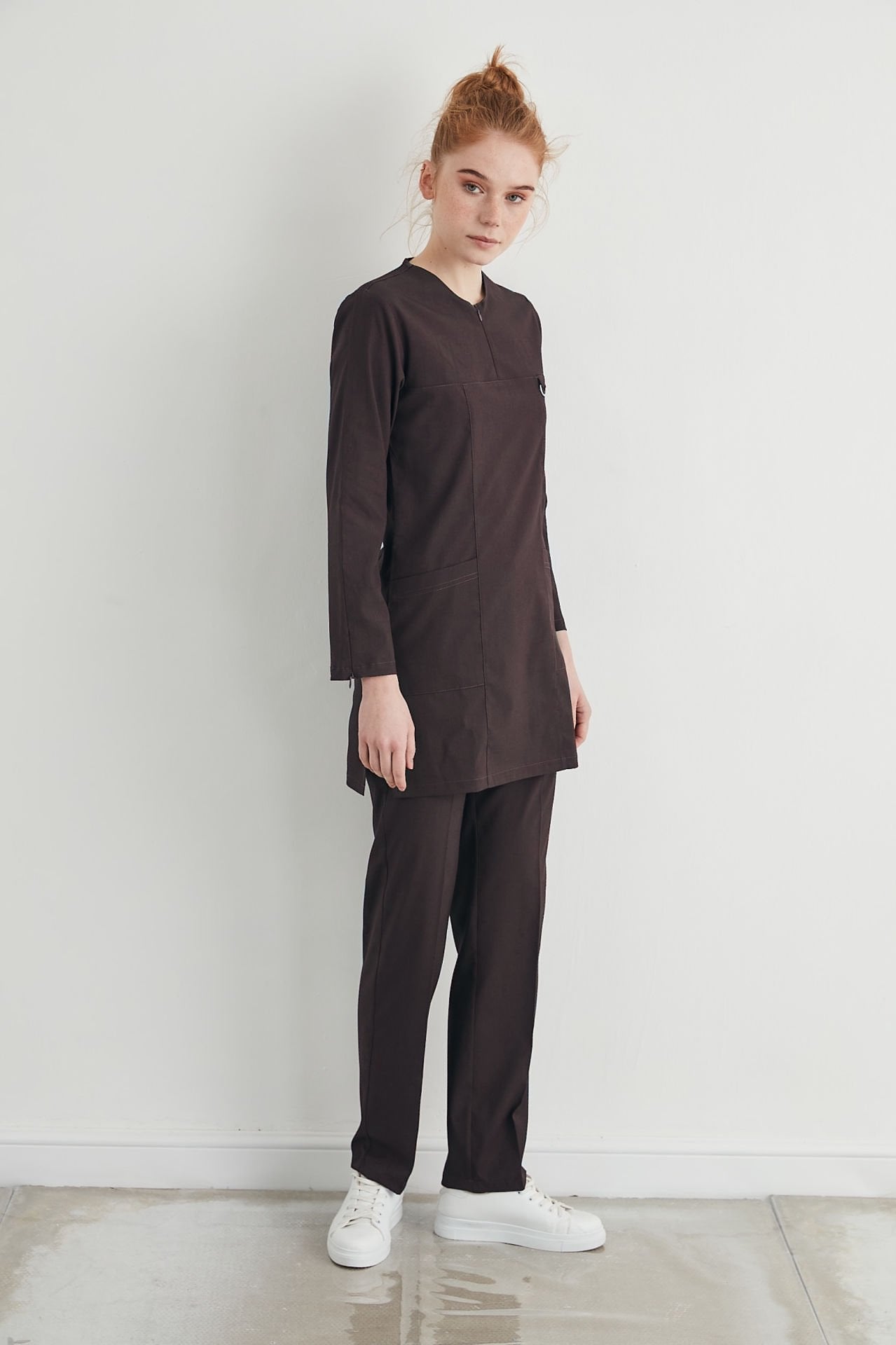 M A R R A K E S H- Koyu Kahve Kadın Tesettür Üniforma Takım