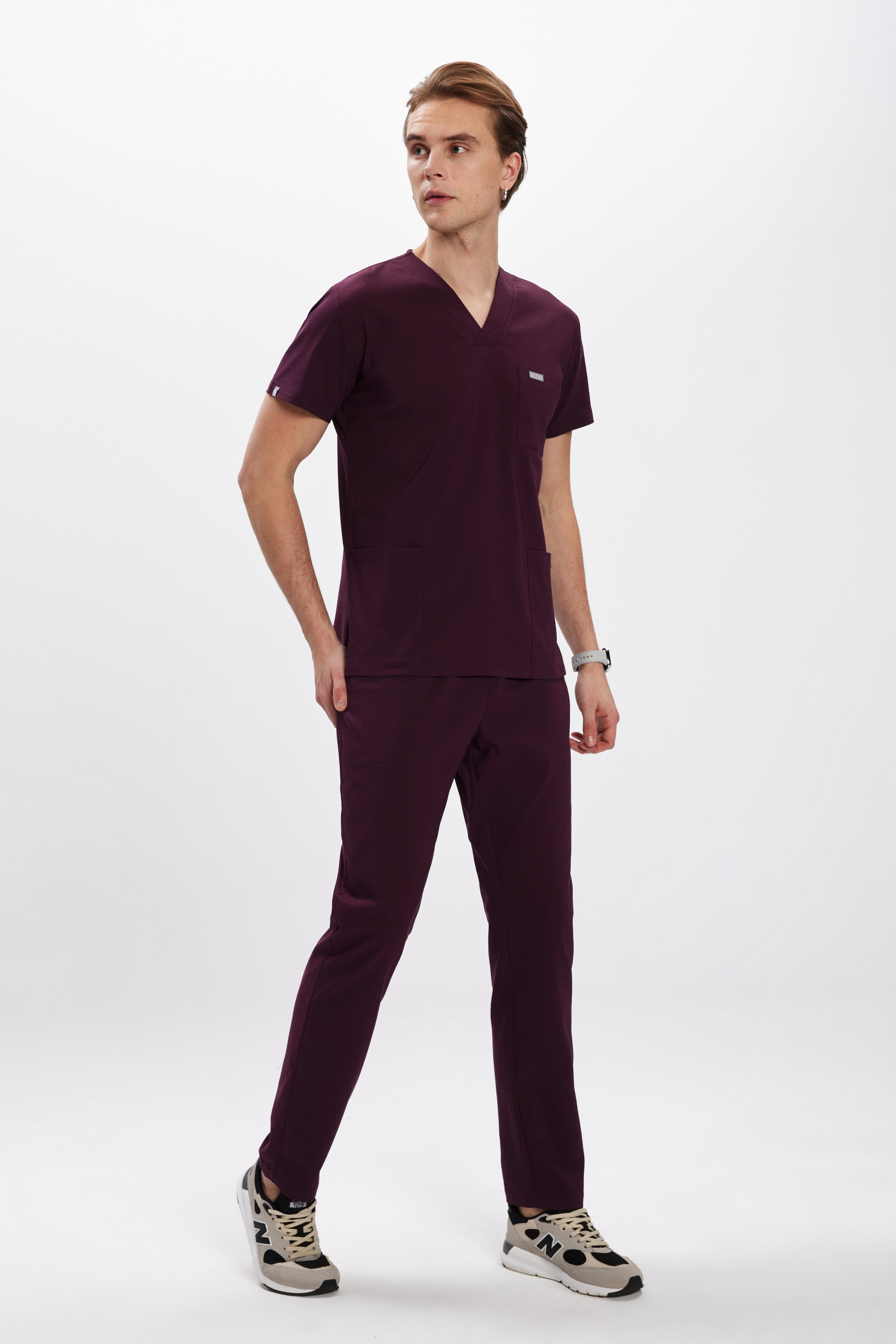 Mürdüm Likralı Klasik Erkek Üniforma Takım