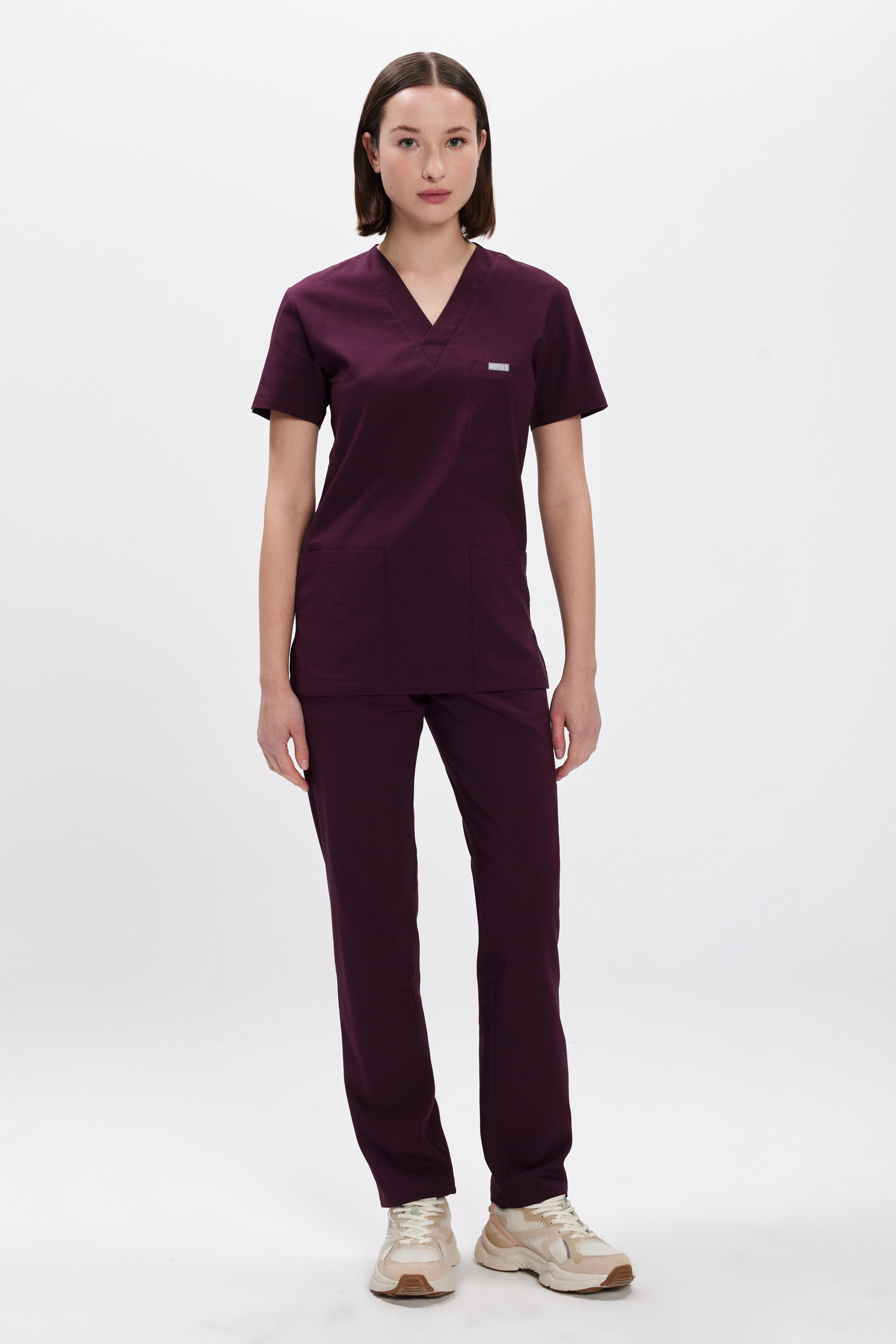 Mürdüm Likralı Klasik Kadın Üniforma Takım