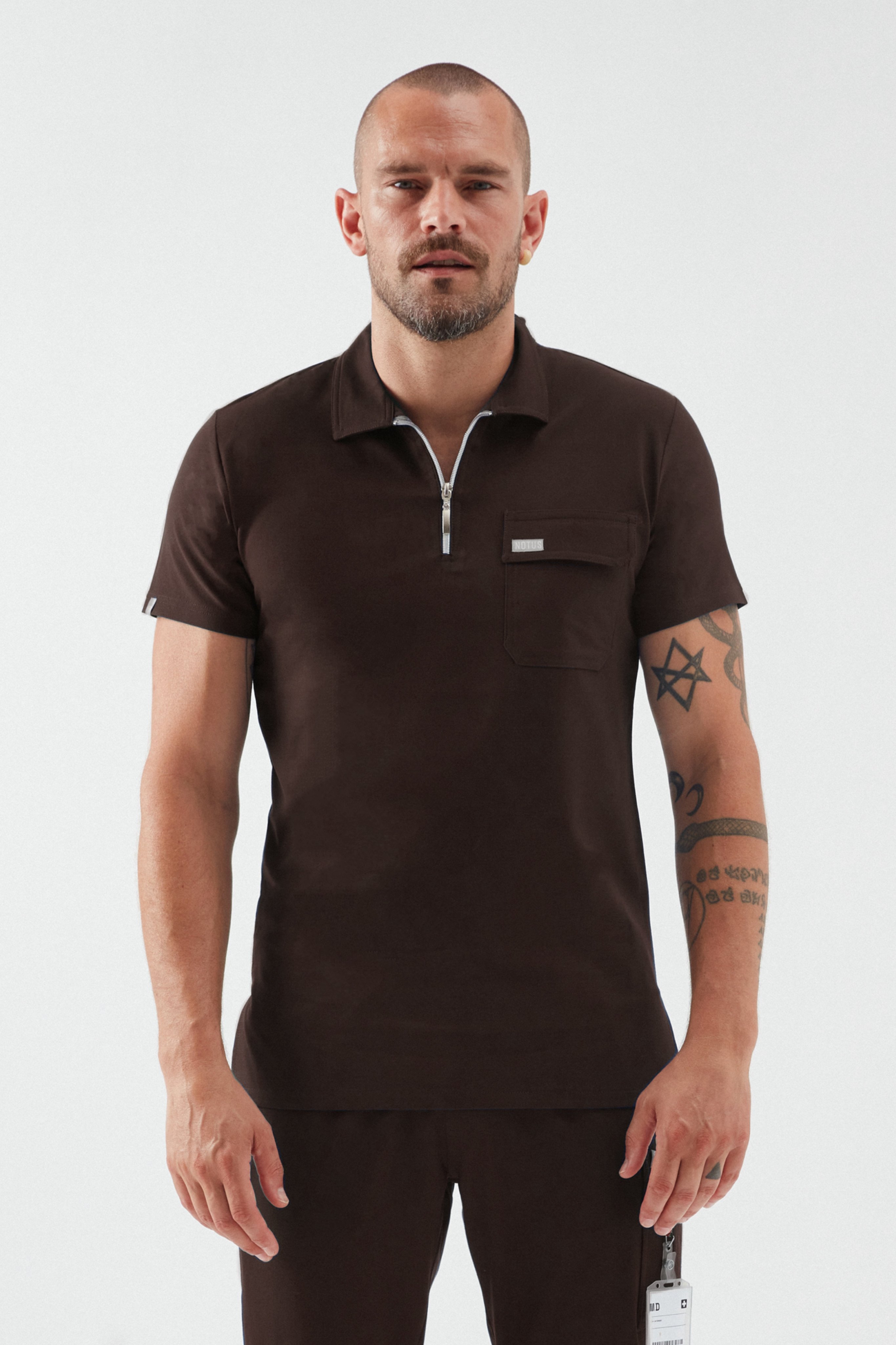 C U L L I N A N - Kahverengi Polo Yaka Erkek Üniforma Üst