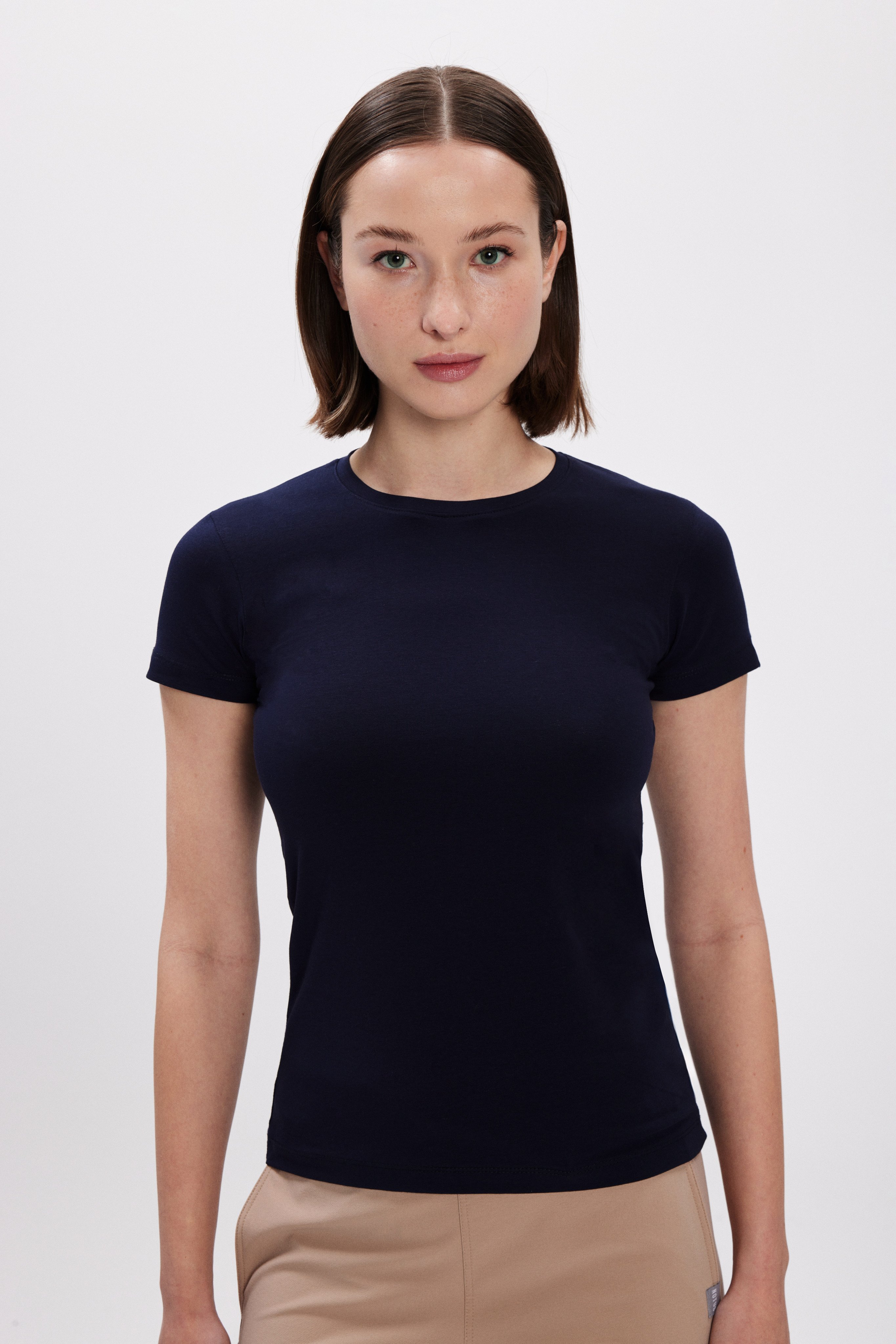 Kadın Lacivert Kısa Kollu Basic T-Shirt