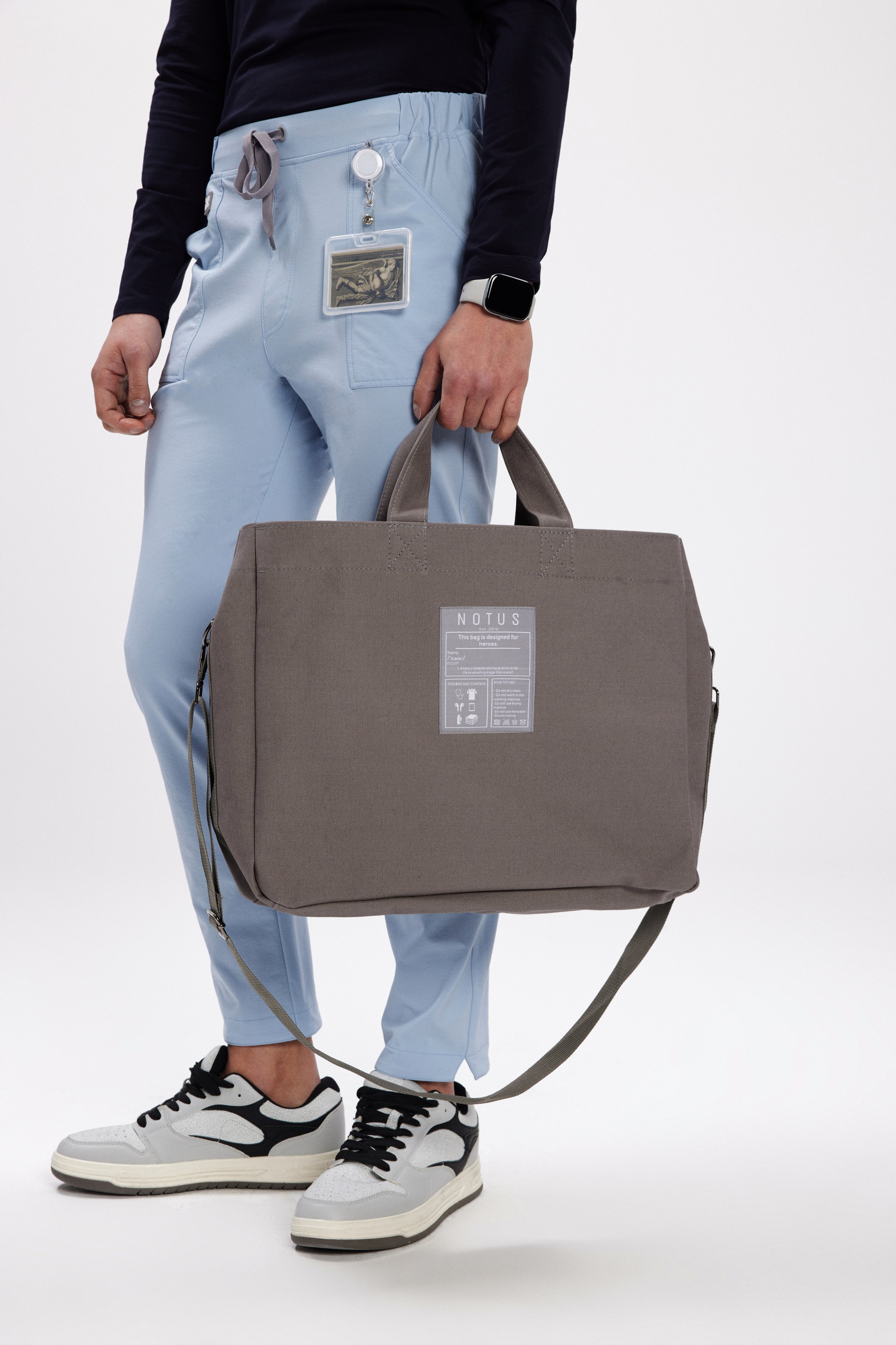 THE NOTUS BAG - Unisex Gri Büyük Boy Canvas Çanta