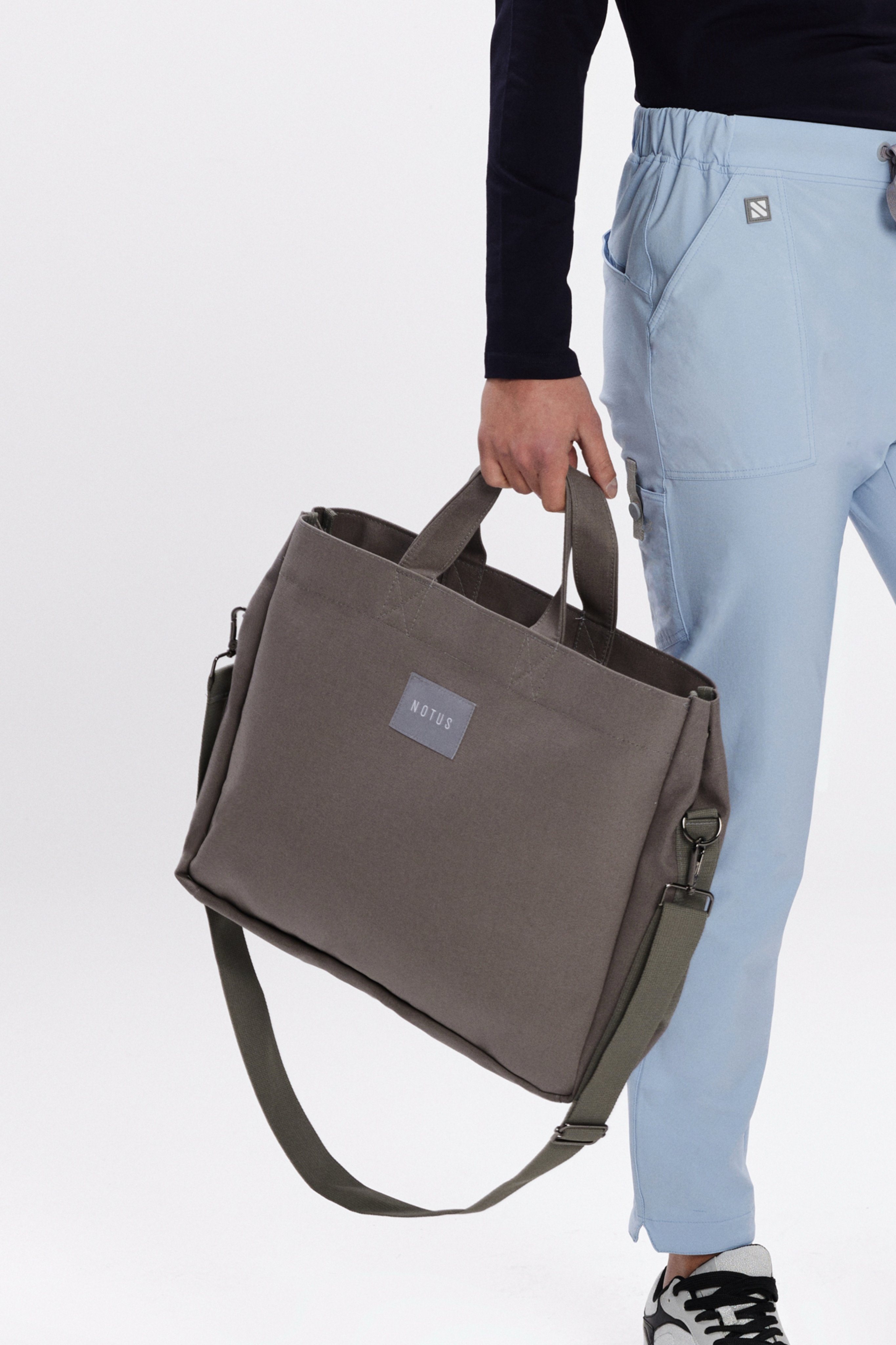 THE NOTUS BAG - Unisex Gri Büyük Boy Canvas Çanta