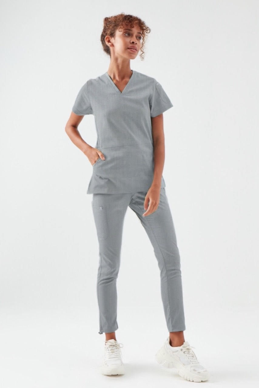 B O S T O N - Melanj Gri Kadın Üniforma Takım