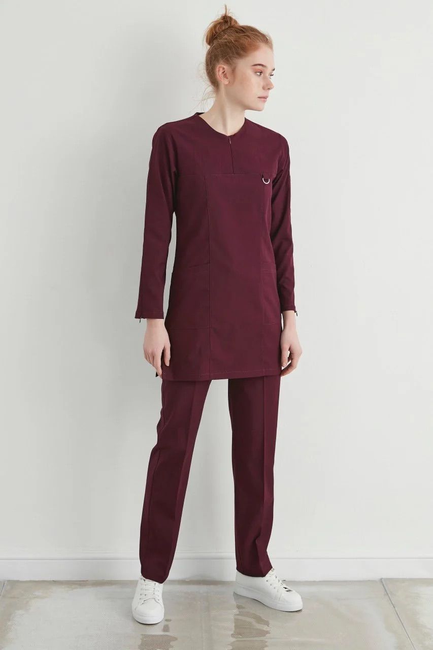 M A R R A K E S H- Bordo Kadın Tesettür Üniforma Takım