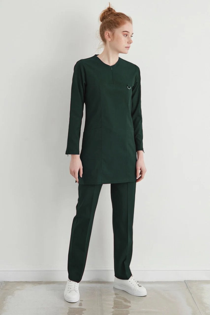 M A R R A K E S H-  Çam Yeşili Kadın Tesettür Üniforma Takım