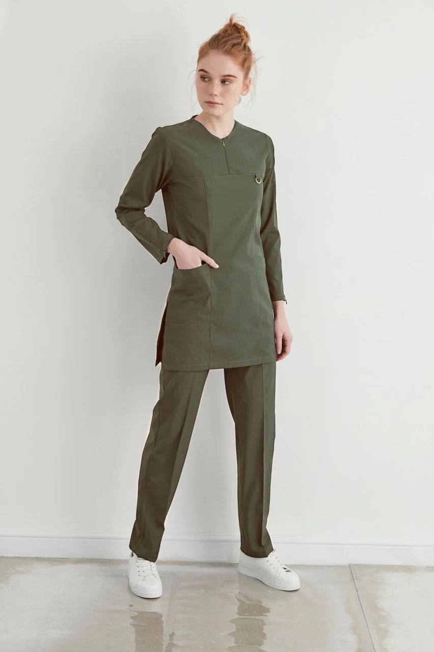 M A R R A K E S H- Haki Kadın Tesettür Üniforma Takım