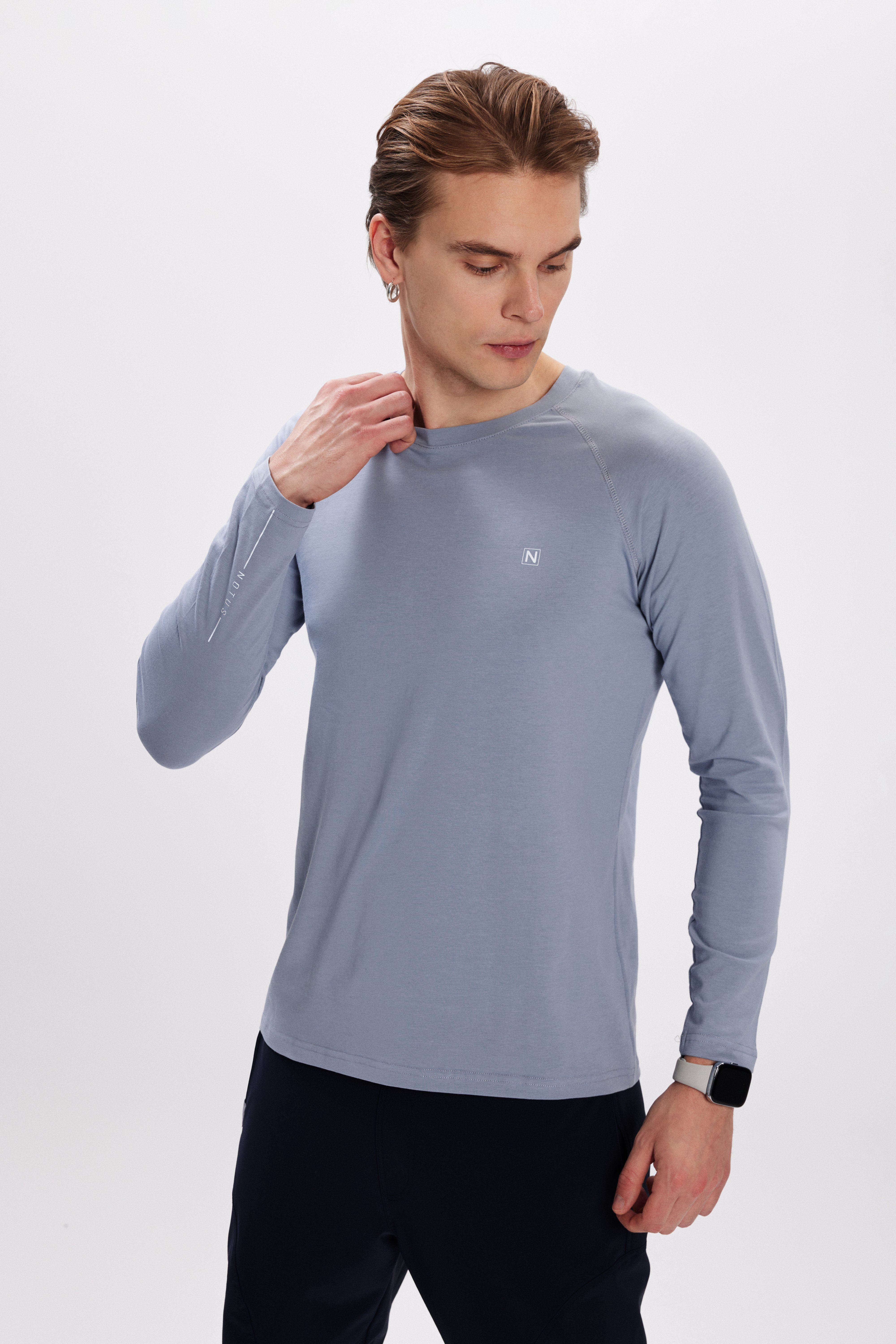 Erkek Taş Gri Uzun Kollu Body