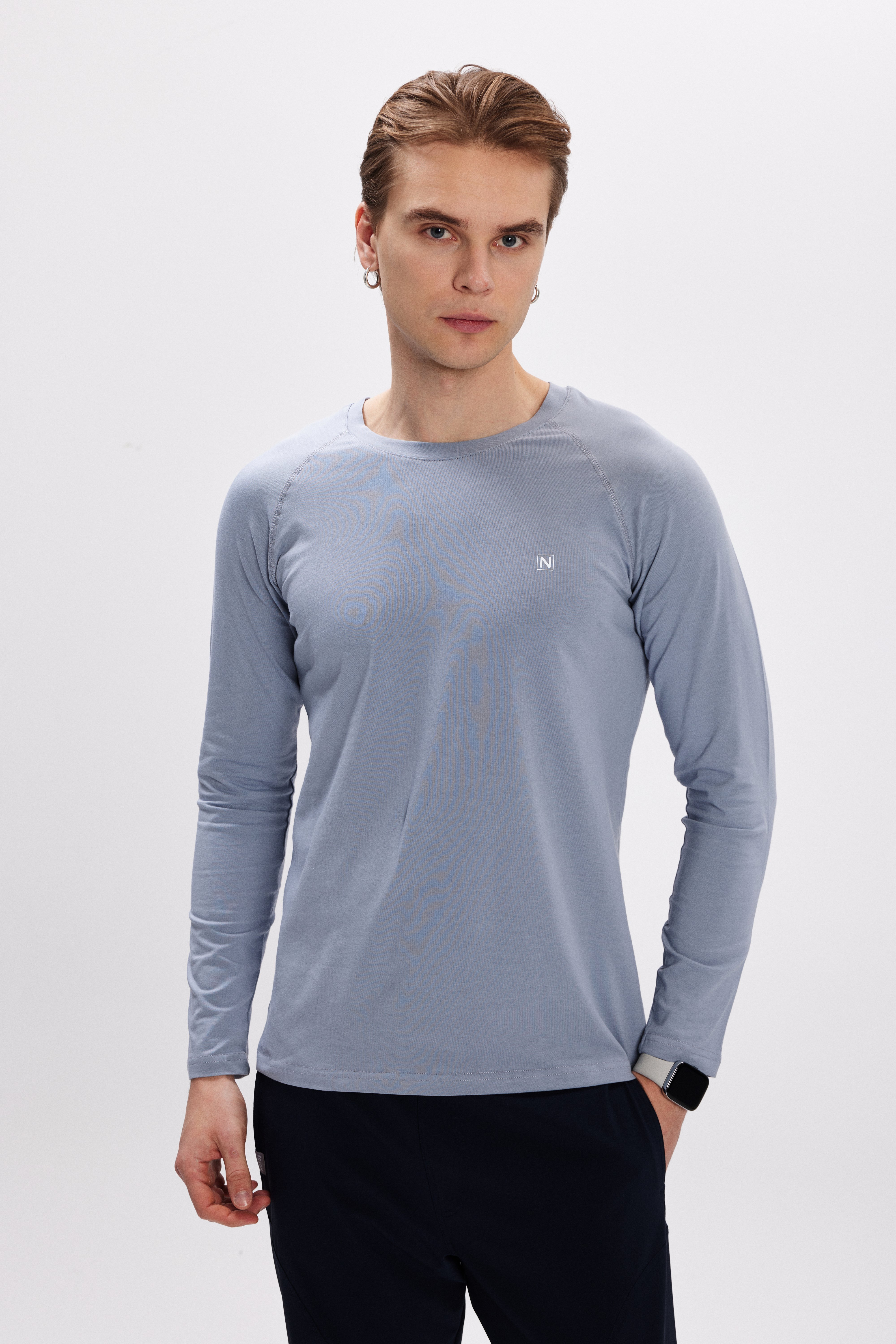 Erkek Taş Gri Uzun Kollu Body