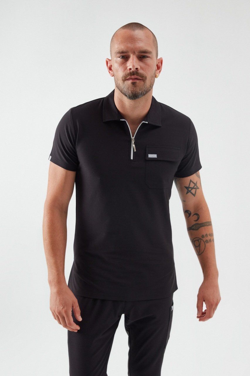 C U L L I N A N - Siyah Polo Yaka Erkek Üniforma Üst