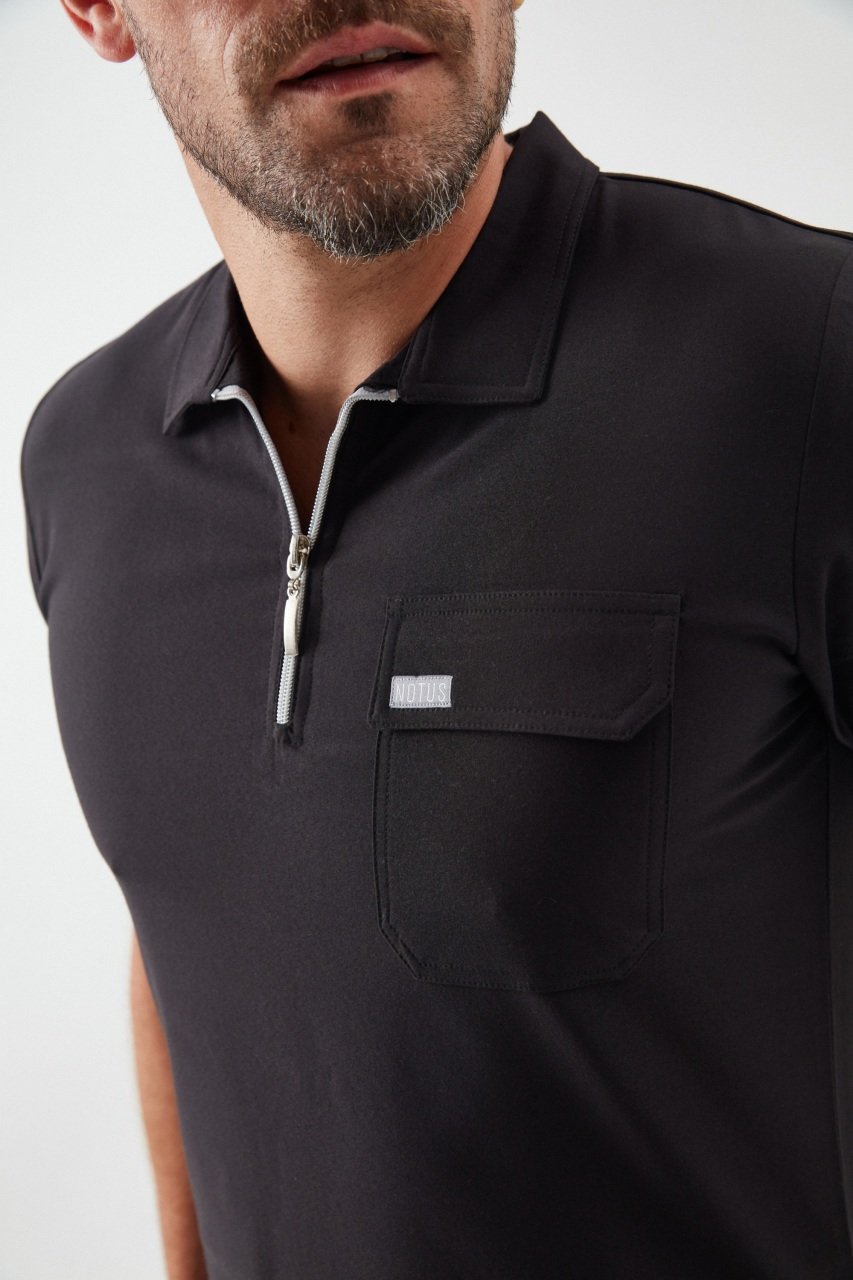 C U L L I N A N - Siyah Polo Yaka Erkek Üniforma Üst