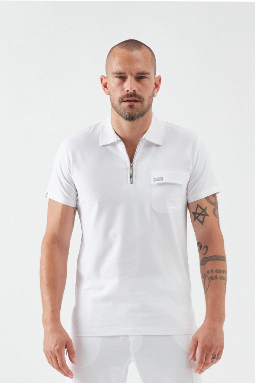 C U L L I N A N - Beyaz Polo Yaka Erkek Üniforma Üst
