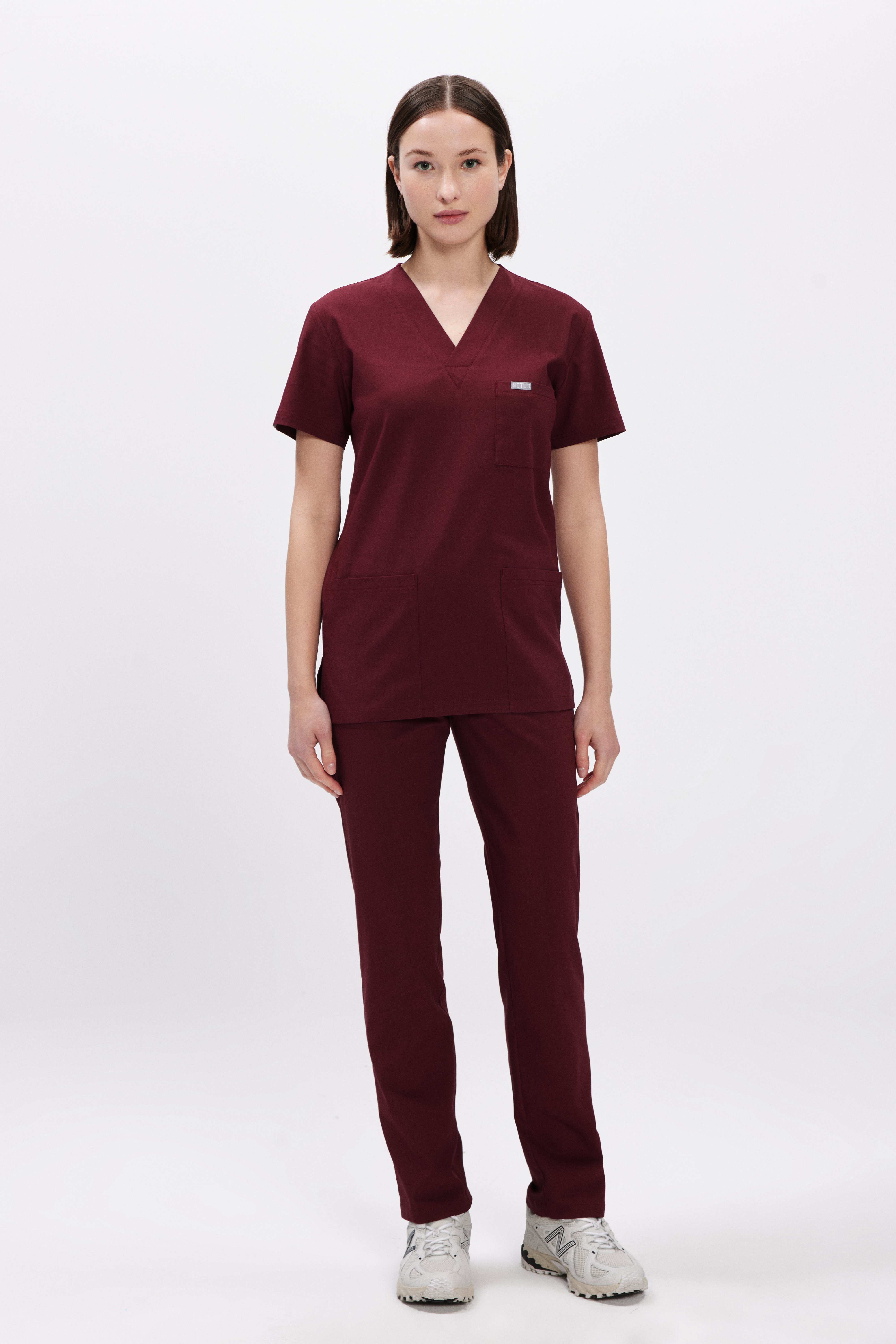 Bordo Likralı Klasik Kadın Üniforma Takım