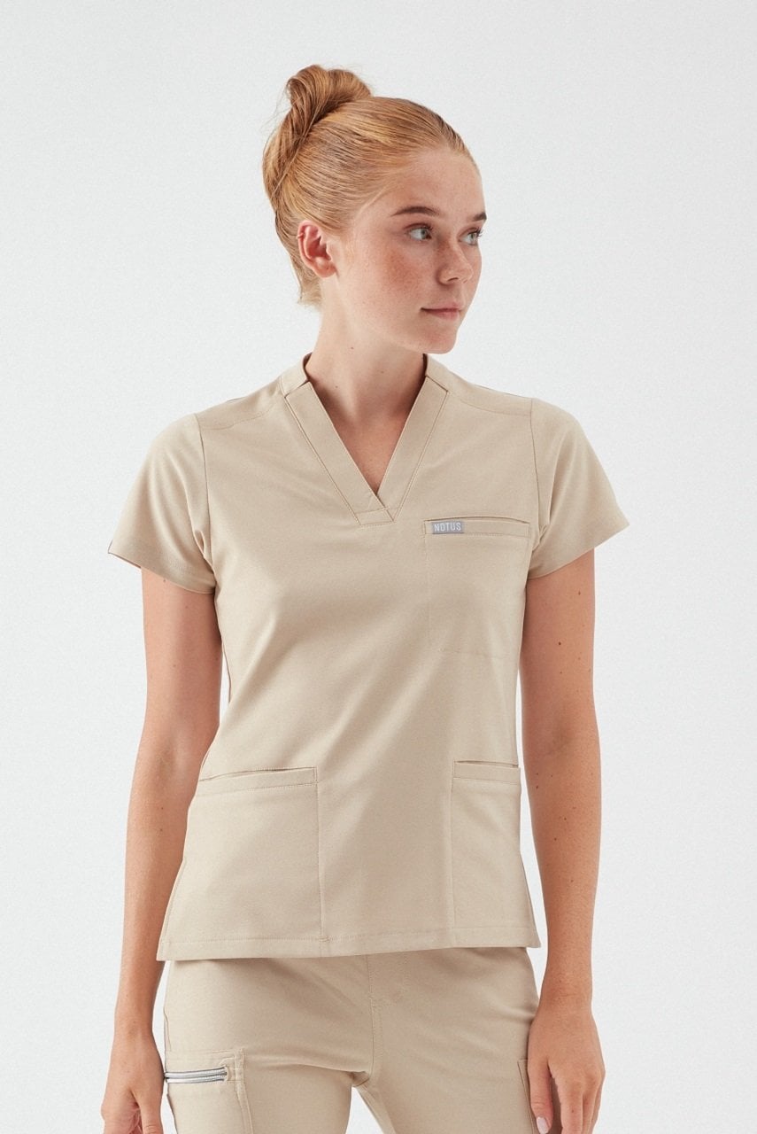 S A N C Y - Bej Kadın Üniforma Üst