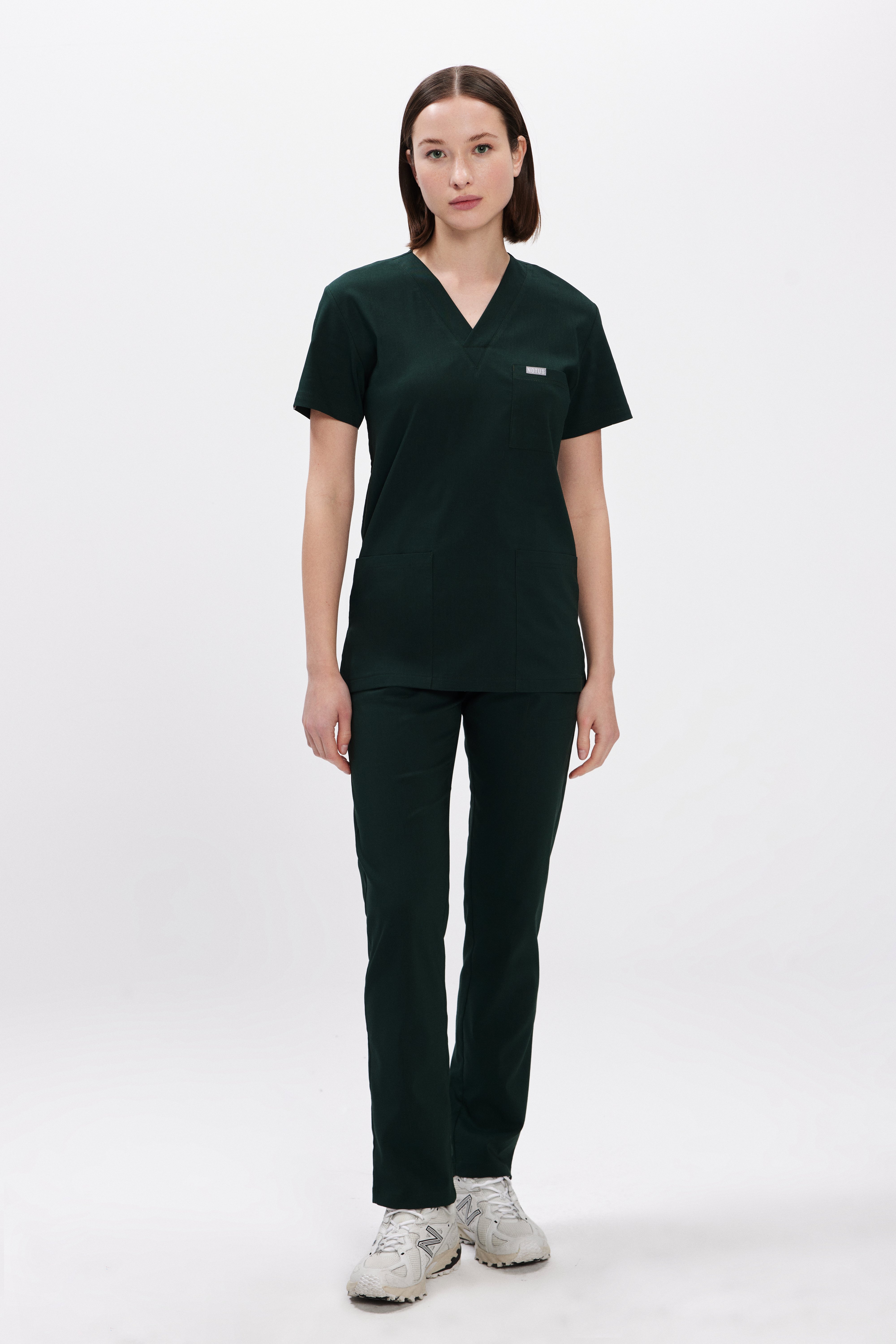 Çam Yeşil Likralı Klasik Kadın Üniforma Takım