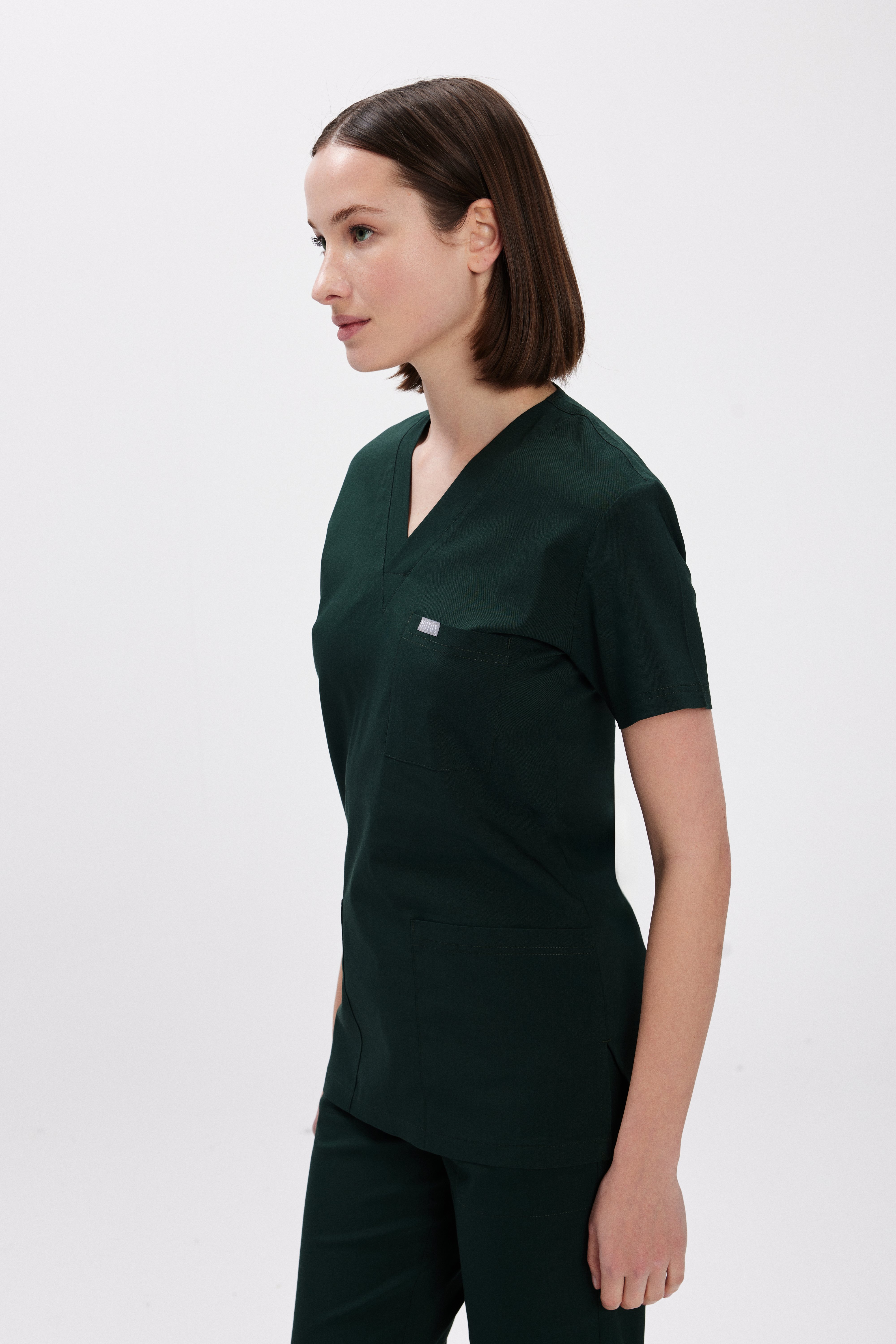 Çam Yeşil Likralı Klasik Kadın Üniforma Takım