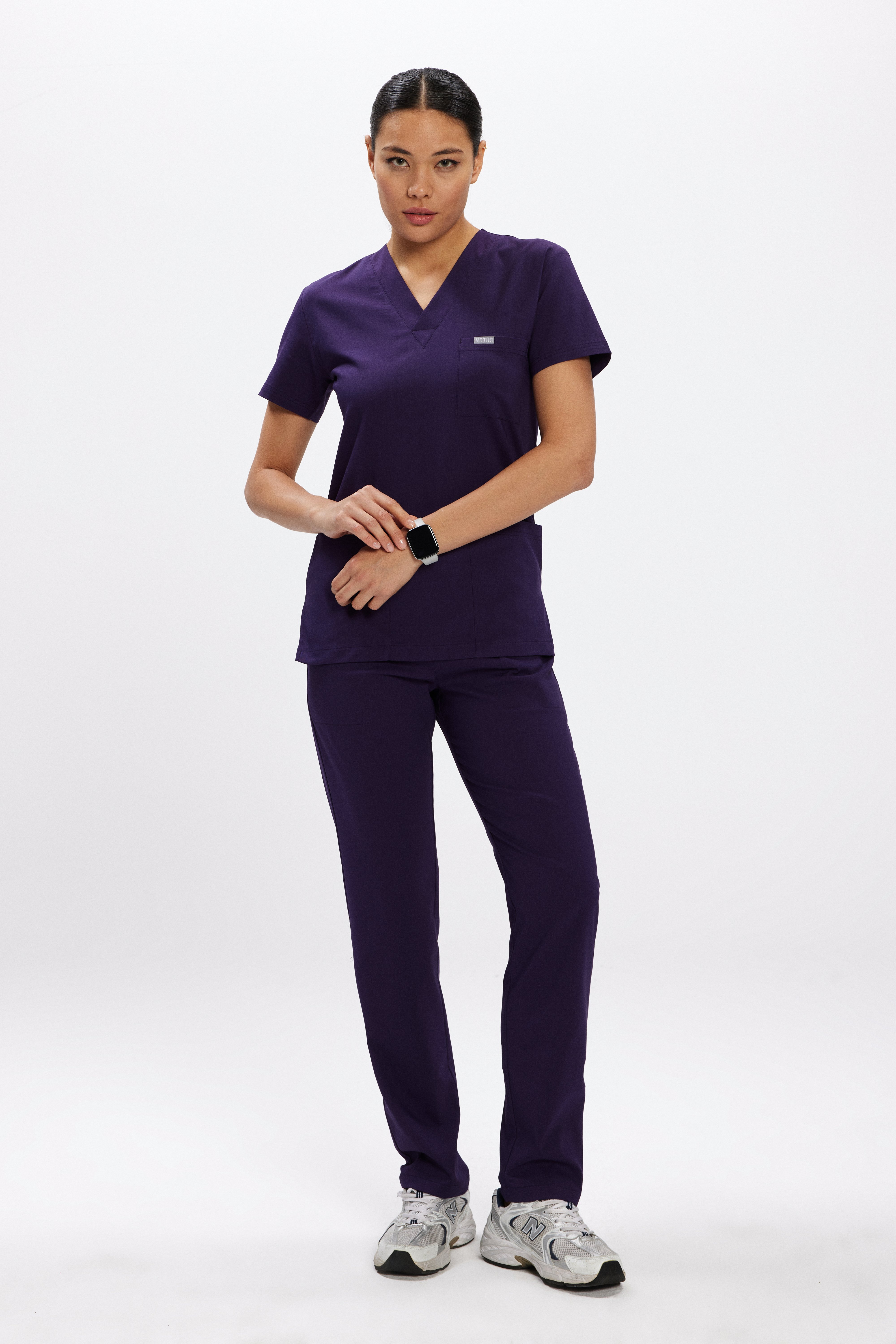 Mor Likralı Klasik Kadın Üniforma Takım