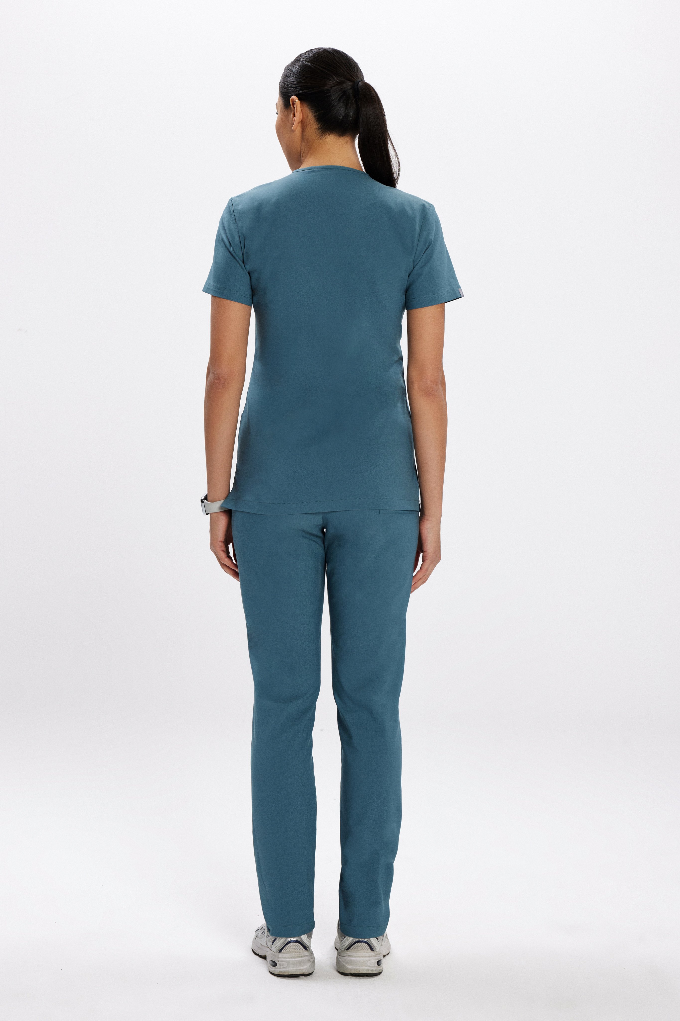 Petrol Yeşili Likralı Klasik Kadın Üniforma Takım