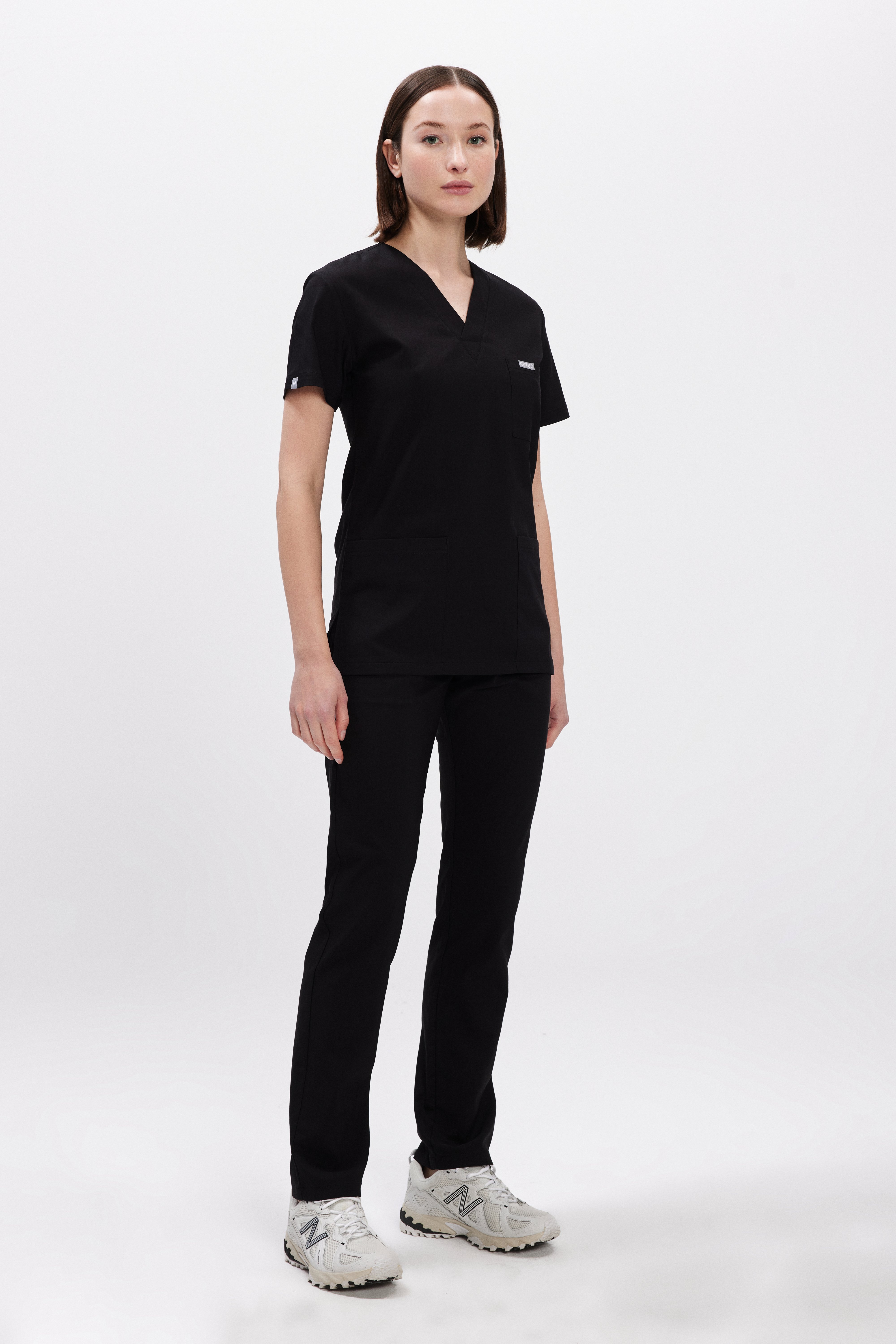 Siyah Likralı Klasik Kadın Üniforma Takım